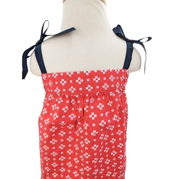 Hanna Anderson Girl’s Red Ribbon Strap Cotton Shift Dress Size 4 - Picture 2 of 11